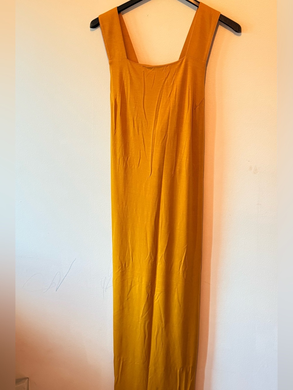 Women’s Long Sleeve Square Neck Maxi Dress - Mustard